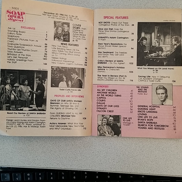 Vintage Soap Opera Digest December 30, 1986 - Picture 2 of 3